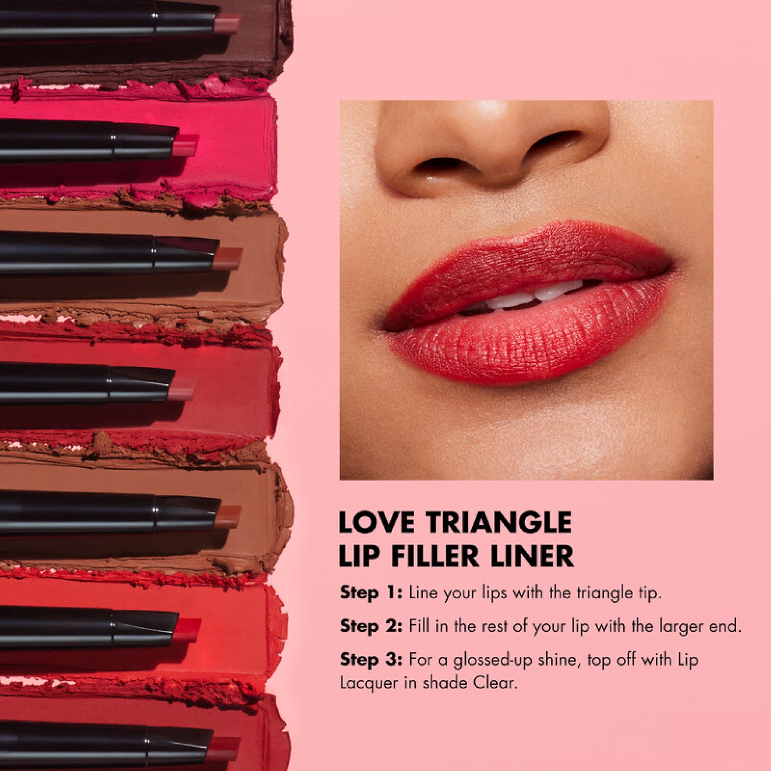 e.l.f. Love Triangle Lip Filler Liner, 2-in-1 Lipliner Pencil For Sculpting & Filling, Long-Lasting Intense Color, Vegan & Cruelty-Free, Deep Brown